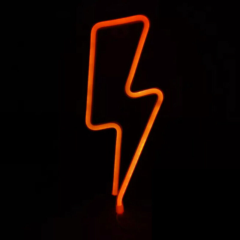 Flash Shaped Neon Lights USB Battery Operated Hanging Night Lamp (Red) Newly