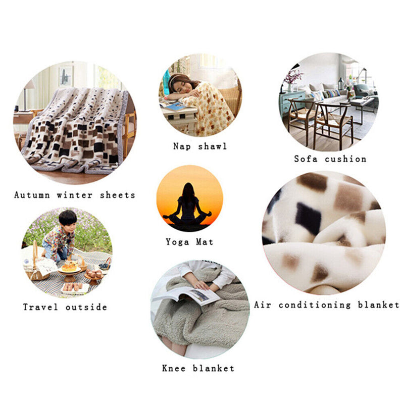 Letter Print Fleece Throw Blanket for Bed Sofa Couch Cozy Bedding Outlet Quilts