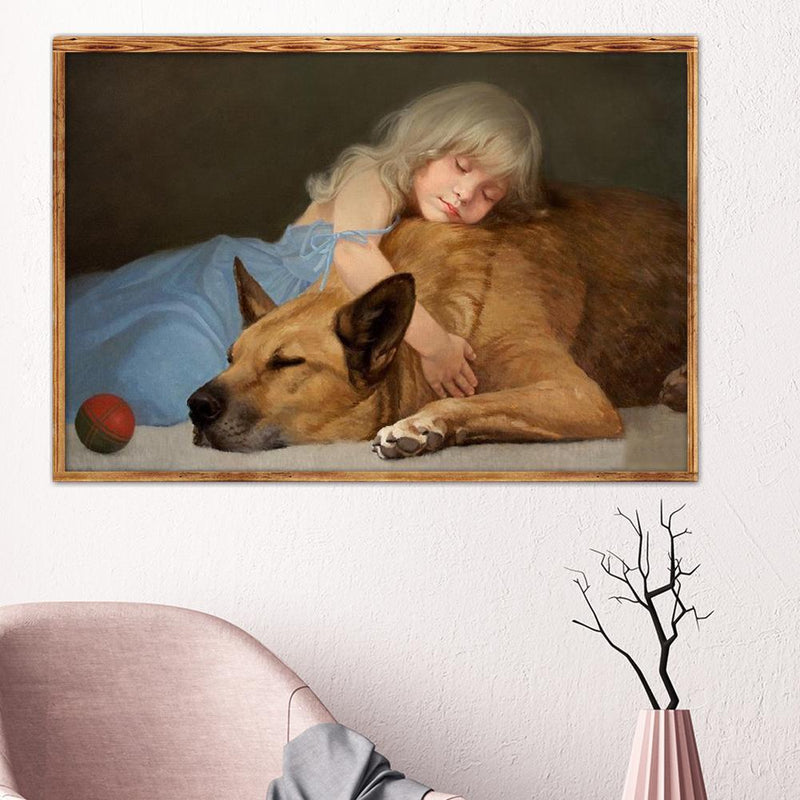 5D DIY Diamond Painting Sleeping Girl Dog Cross Stitch Embroidery Mosaic