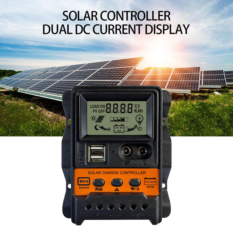Dual USB LCD Solar Charge Controller 12V 24V Solar Panel Regulator (20A) Newly