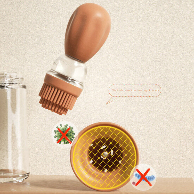 Oil Bottle with Brush Kitchen BBQ Cooking Baking Oil Spray Dispenser (Red)