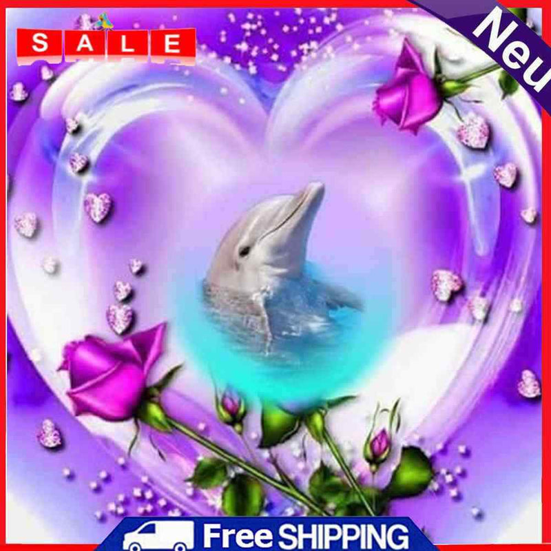 Love Dolphin 5D DIY Full Round Drill Diamond Painting Hanging Mosaic Crafts