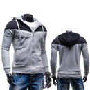 Men Spring Autumn Long-Sleeves Cardigan Hoodie Sweatershirt Coat (Grey 2XL)