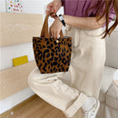 Daily Corduroy Bento Handbag Women Animal Lunch Storage Bag (Brown Leopard)