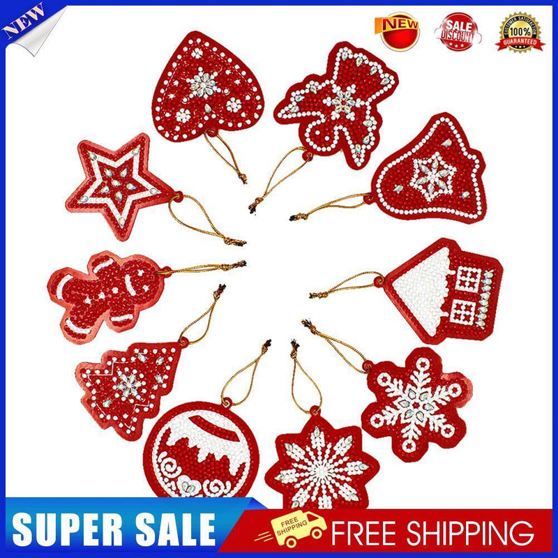 10pcs DIY Full Drills Diamond Painting Special Shape Christmas Tree Pendant