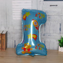 Cartoon Number 1 Balloon Baby Shower 1 Year Birthday Foil Balloons(Blue)