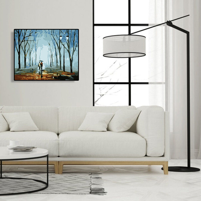 Hand Painted Artwork Frameless DIY Raining Lovers Painting By Numbers Picture