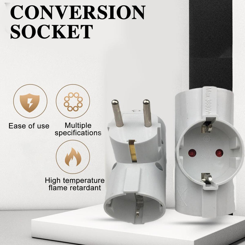 EU/DE Plug Triple Plug Protective Contact Multiple Plug Power Adapter~