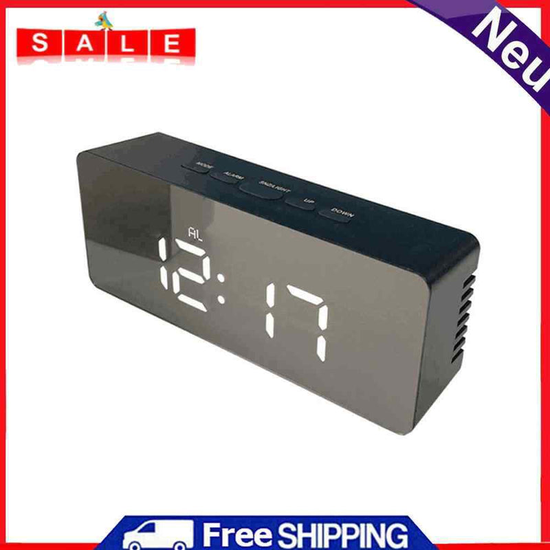 Wake Up Electronic Large Time Temperature Display Home LED Mirror Alarm Clock