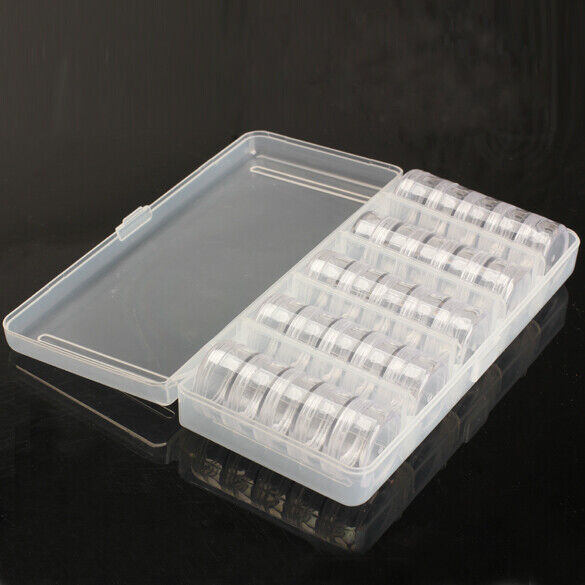 Nail Art Tip Sequin Drill Storage Box Case Organizer Empty 25 Compartments