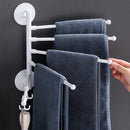 5 Bar Wall Mounted Rotating Towel Rack Bathroom Bath Towel Holder (White) Newly