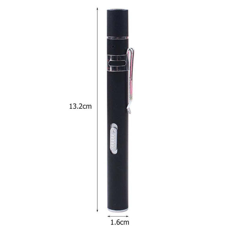 USB Charge LED Flashlight Medical Pen Light Mini Clip Nursing Lamp (Black)