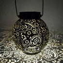 LED Solar Lantern Light Hollow Floral Projection Hanging Lamp Decor (Brown)