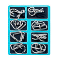 8pcs Blue Metal Montessori Wire IQ Mind Brain Teaser Jigsaw Puzzle Stress Relief Toys