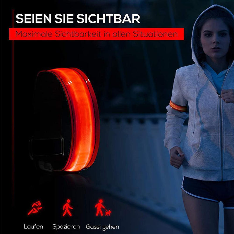 USB Chargeable LED Glowing Armband Sports Night Running Handband Bracelet