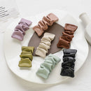 Girls Accessories Leather Hairpin Pleated Bangs Clip Rectangle Barrette