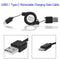 JUNERAIN USB-C-USB3.1 Retractable Cable for Data Sync, Charging Cable, 5