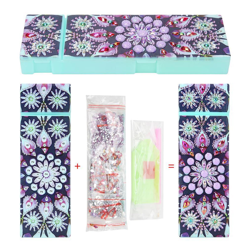DIY Mandala Special Shaped Diamond Painting 2 Grids Pencil Case Storage Box Gift