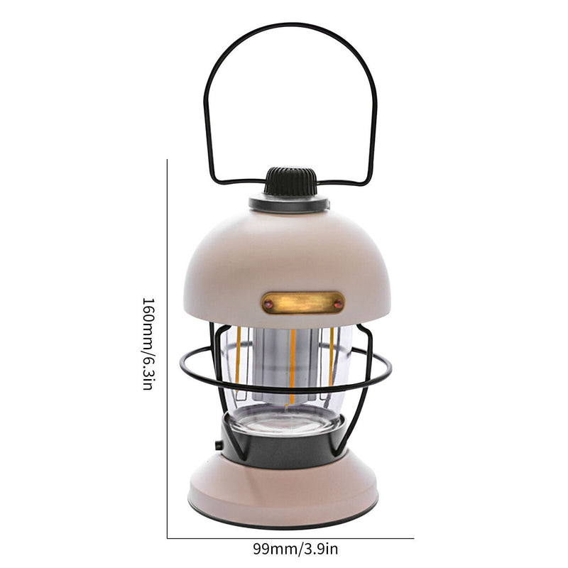 LED Camping Lantern Rechargeable Metal Grip Hanging Camping Lights (Beige)