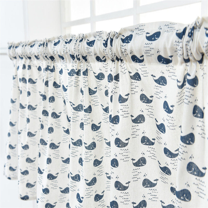 Short Curtain Shading Curtains Home Decor for Window Screen (Sea Whale)