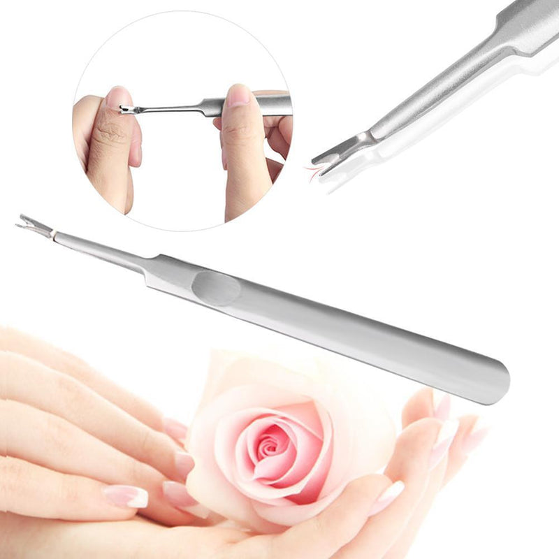 Stainless Steel Cuticle Remove Pusher Manicure Pedicure Nail Dead Skin Fork