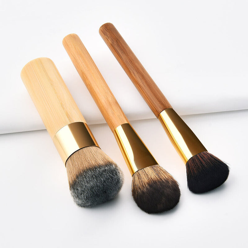 3pcs Bamboo Handle Soft Hair Foundation Loose Powder Blush Makeup Brushes-239058