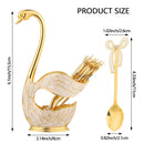 Light luxury Fruit Spoon High-end Metal Swan Base Holder Metal Coffee Spoon Set