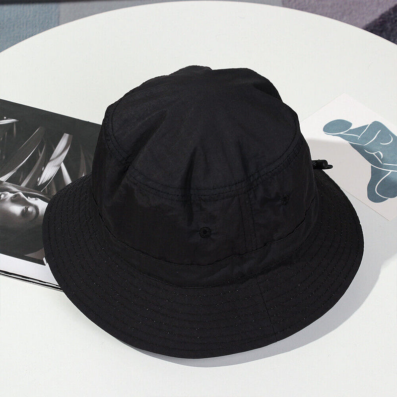 With Windproof Rope Foldable Anti-UV Bucket Hat Beach Cap Sun Hat Fisherman Cap