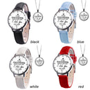 5X2pcs/set Leather Band Watch Pendant Necklace Women Quartz Watches (White)