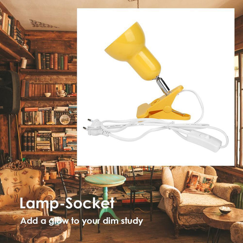 2pcs E27 Light Base Reptile Clip-on Lamp Bulb Holder EU Plug(Yellow)