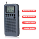 HRD-104 Digital Display Pocket AM FM Radio with 40mm Driver Speaker (Grey) Newly