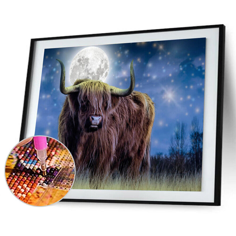 5D Diamond Painting Full Moon Cow Full Round Drill Rhinestone Kit