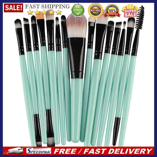 15pcs Eyeshadow Makup Brushes Tool Eye Powder Brush Set?Green Black?