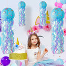 Mermaid Wishes Jellyfish Hanging Paper Lanterns Birthday Decorations (Blue)