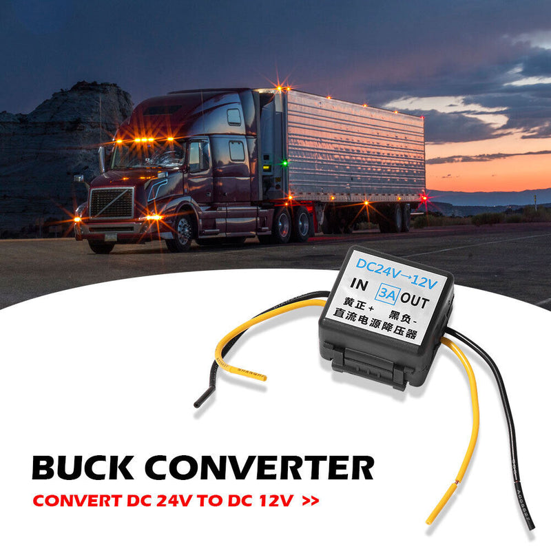 24V DC to 12V DC 3A Step Down Buck Power Converter for Car Auto Bus Truck Boat