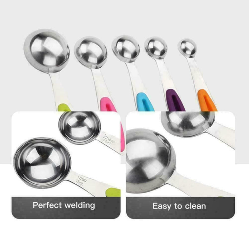 5 Pcs steel Measuring Cups & Spoons For Baking Cooking Kitchen L2O3 G2C3