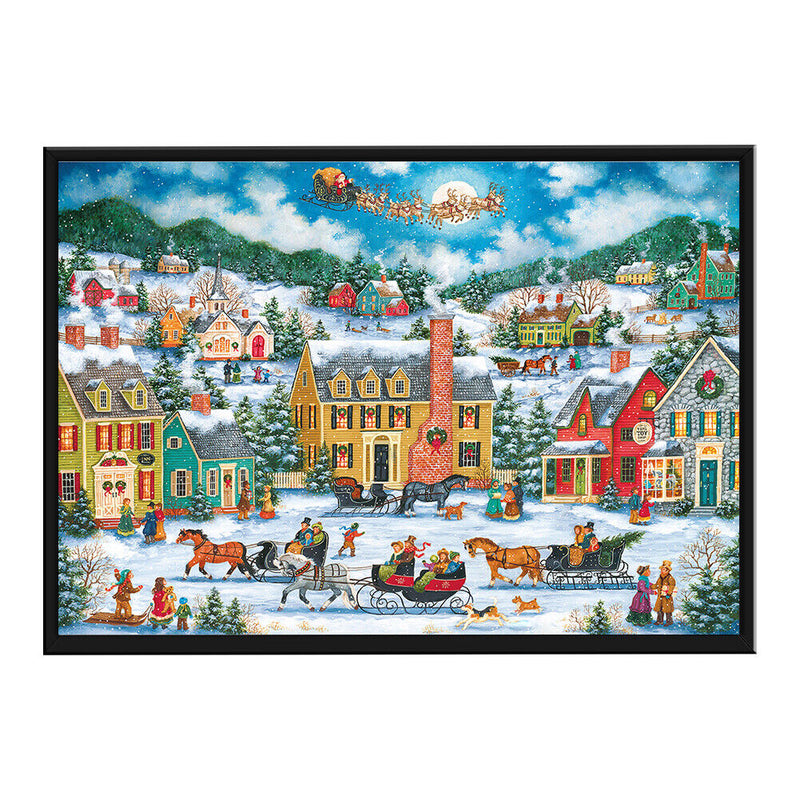 Town Snow Scene 11CT Stamped DIY Embroidery Full Cross Stitch Home Decorati