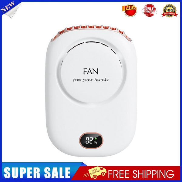 Digital Silent Cooling Fan Leafless Travel Personal Wearable Fans (White)