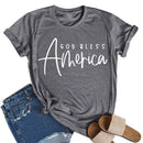 Independence Day Print America Letter Tea T-Shirt (Dark Grey L)