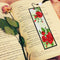 Tassel Red Flowers Leather DIY Special Shape Diamond Painting Bookmark Art Craft