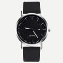 Simple Stylish Women Watch Leather Strap Drill Quartz Wristwatch (Black)