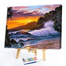 Painting By Numbers DIY Seaside Sunset Canvas Oil Art Picture for Home Decor Kit