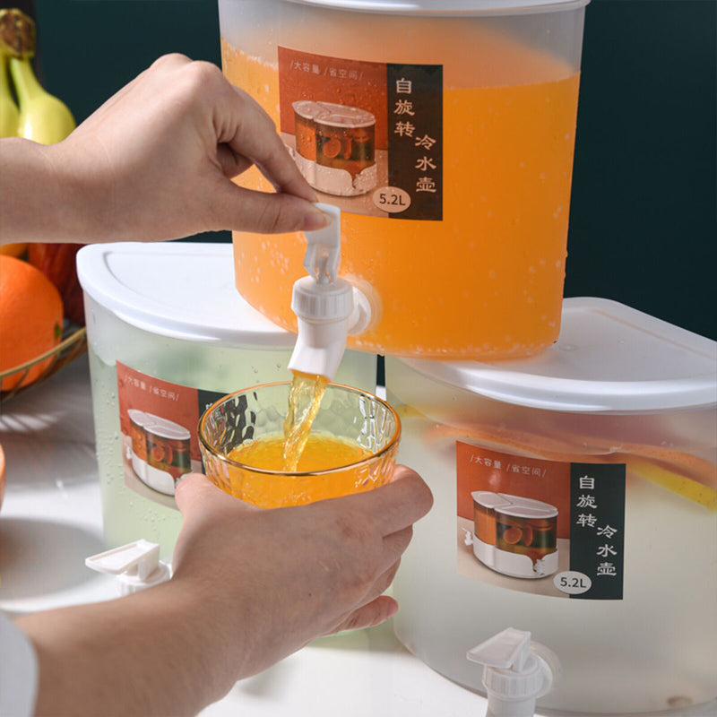 Self-Rotating Juice Pitcher with Faucet & Lid Easy Clean & Store Juice & Milk