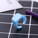 Color Oil Geometric Hand-painted Jelly Open Rings Women Party Jewelry (E) Newly