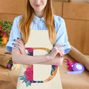 Flower D Print Linen Apron Simple Waterproof Kitchen Cooking Bib (68x55cm)