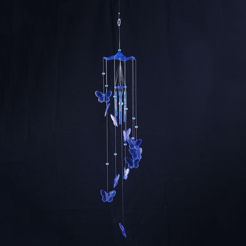Butterfly Bell Wind Chimes Creative Home Yard Garden Hanging Decor(Blue)