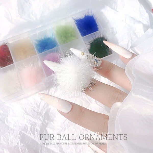 Design Faux Fur Elegant Soft Fluffy Detachable Nail Pom Balls Removable