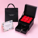 Xmas Eternal Preserved Rose with Projection Necklace Handmade Flower Gift Box