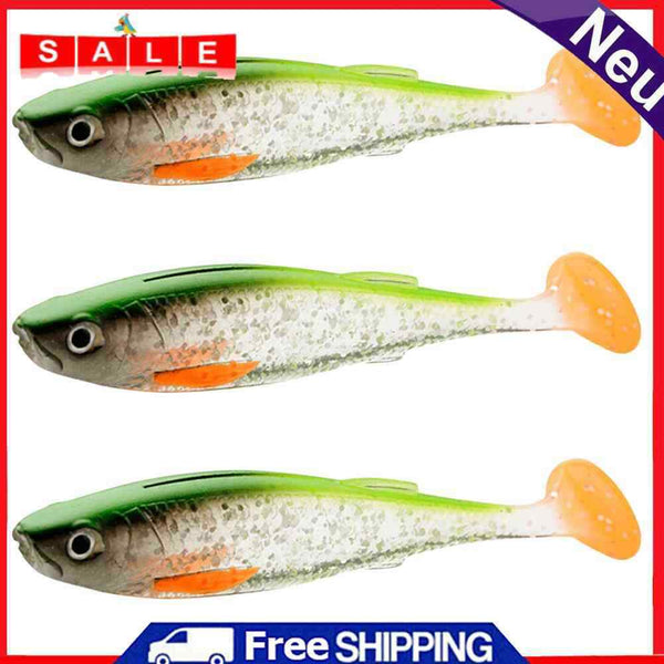 3pcs Soft Fish Bait Artificial T Tail Wobblers Minnow Fishing Lure (Style E)