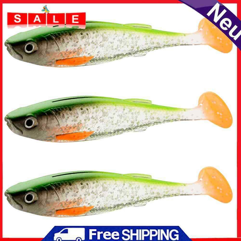 3pcs Soft Fish Bait Artificial T Tail Wobblers Minnow Fishing Lure (Style E)
